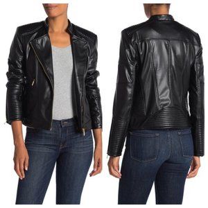Catherine Maladrino Faux Leather Moto Jacket Large